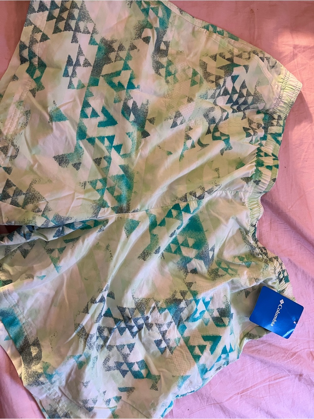 Columbia Light Green & Teal Patterned Swim Trunks